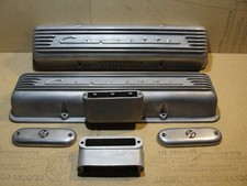 Vintage Chevrolet Corvette Lester 1959-67 7 Fin Valve Covers W Offy Breathers.