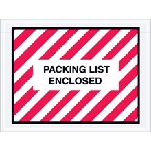 4 1/2 x 6" Red Striped "Packing List Enclosed" Envelopes-1000 per Case