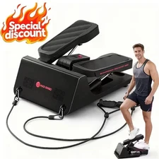 Exercise Mini Stepper w/Resistance Bands,300LBS Hydraulic LCD Monitor Halloween