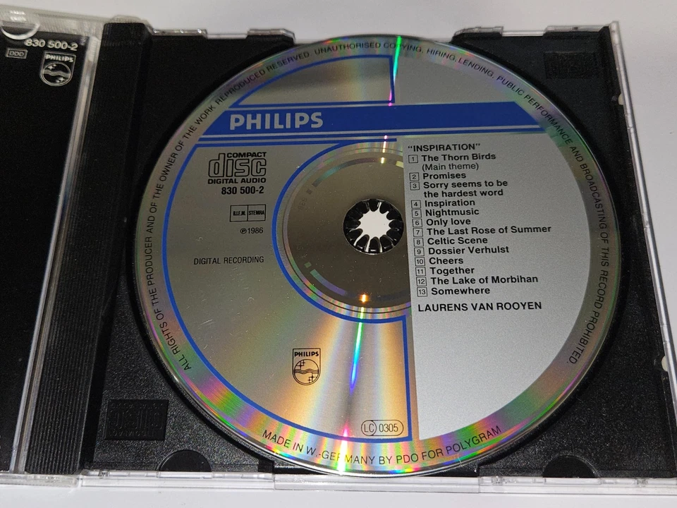 Laurens Van Rooyen «Вдохновение» компакт-диск 13 песен 1986 Philips * Бесплатная доставка * - Изображение 2 из 4