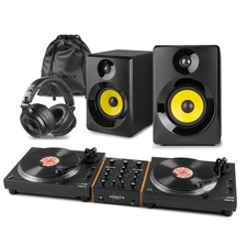 Vonyx DT6000 Vinyl Turntable with VDJ250 Mixer, Monitors and Headphones - DJ Set