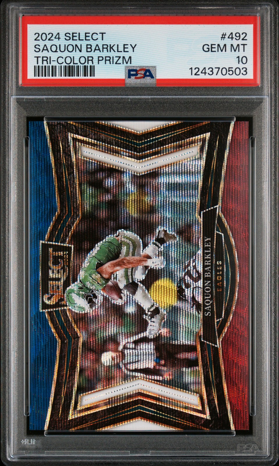 2024 PANINI SELECT TRI-COLOR PRIZM #492 SAQUON BARKLEY 63/99 PSA 10