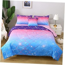 Twin Size Mermaid Comforter Set, 6 Piece Bed in A Bag 3D Twin 6 pc Pink
