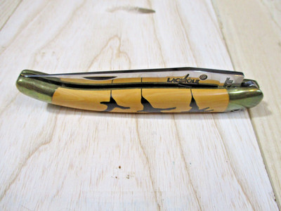 VINTAGE LAGUIOLE ORIGINE GARANTE FOLDING KNIFE CUSTOM HANDLE, GEESE?-EXCELLENT
