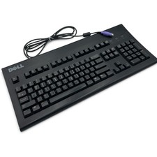 Dell AT101W Mechanical Keyboard Black Alps Linear Mod PS/2 Tested Vintage