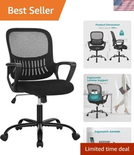 Office Desk Chair Gaming Computer Chair Mesh Swivel Rollergonomic Lumbar Support