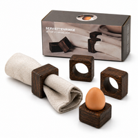 Serviettenringe Holz 4Er Set - Napkin Rings Serviettenhalter Eierbecher 4X4X2,5✅