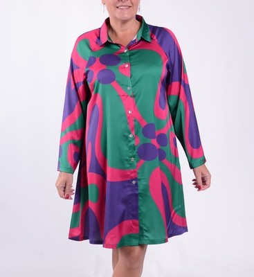 Bella Blue Lagenlook Boho Shirt Dress Amazing Plus Arty NEW! 46'' Bust S/M - B207