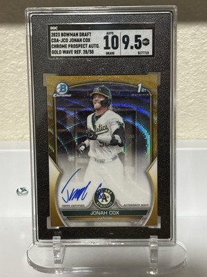 2023 Topps Bowman Draft Jonah Cox Chrome Prospect Auto Gold Wave /50 Grade 9.5