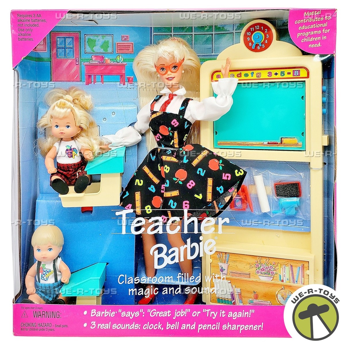 Teacher Barbie Doll with Two Students All Blonde Hair 1995 Mattel