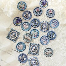 Blue Floral 3D Stickers x 10 Unique Designs Scrapbooking Journaling Crafts