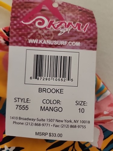 Traje de baño Kanu Surf niños niñas talla 10 mango naranja floral de una pieza - Imagen 2 de 4
