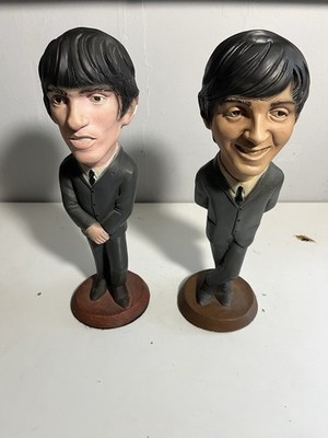 Vintage George Harrison and Paul Mccartney Beatles Pair Esco Chalkware 1984 RARE