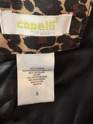 Capelli New York Women's 100% Polyester Leopard Print Rain Jacket, Size S - Picture 6 of 6