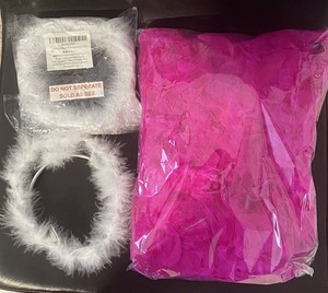 One 72” Feathered Boa And 3 Funcredible Angel Halo Headbands Original Packaging