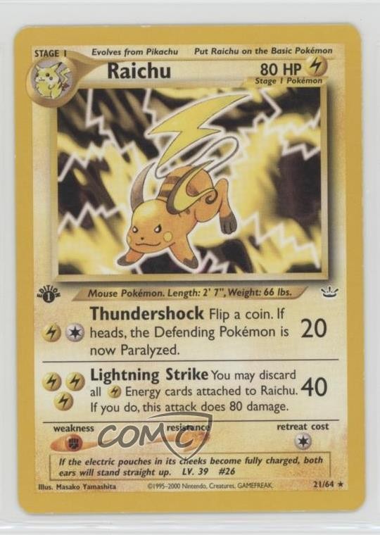 Raichu 1st Ed. Pokemon Neo Revelation #21 2001