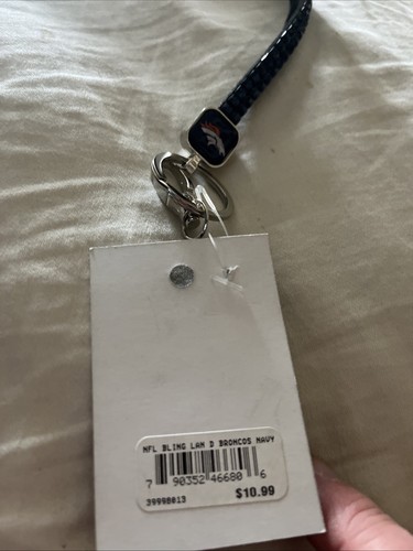 Denver Broncos NFL Football Lanyard Key Ring Keychain w/ Safety Clip Dark Blue - Picture 5 of 5