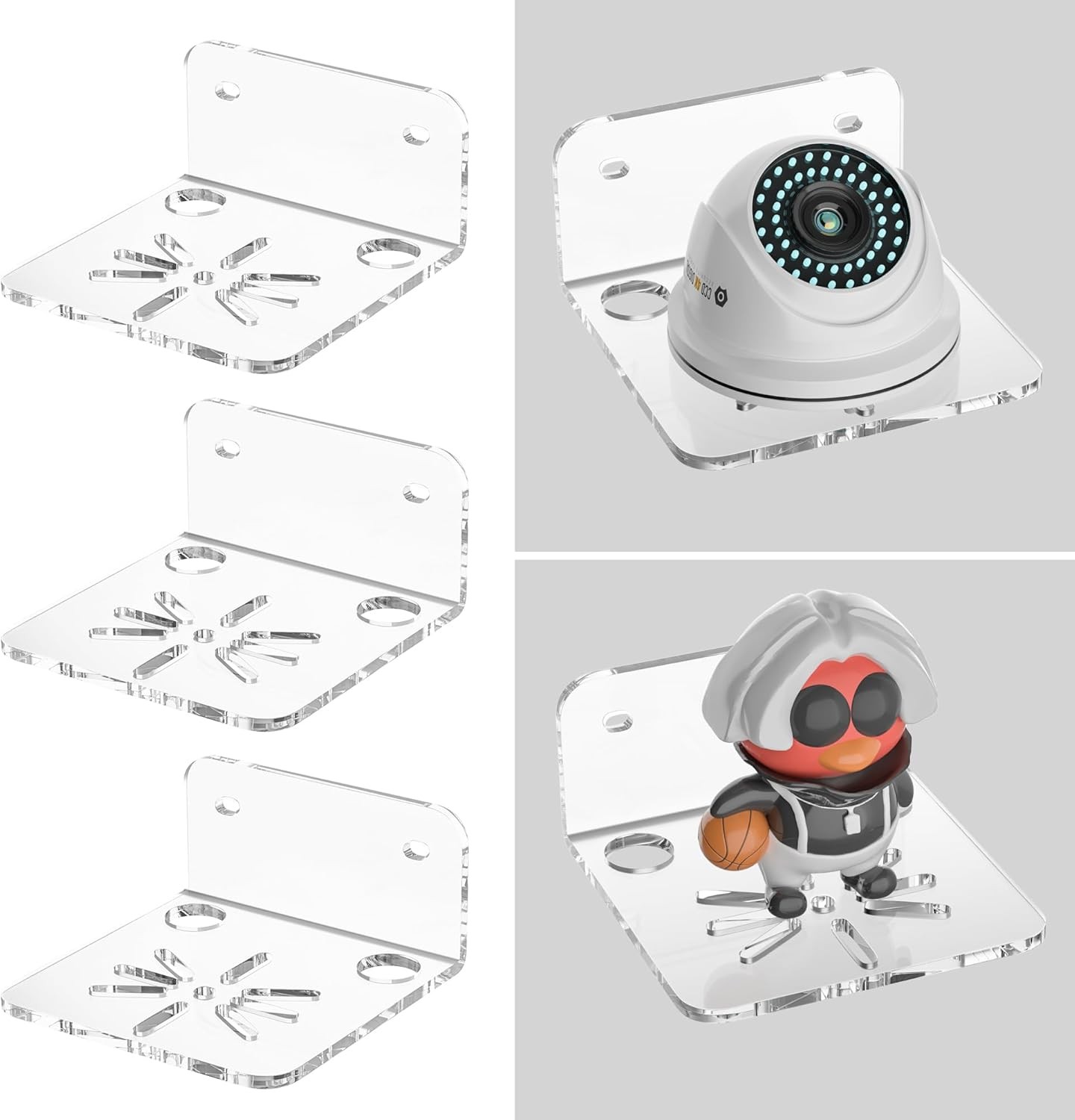 Clear Acrylic Wall Shelf 3 Pack for Smart Security Cameras, 