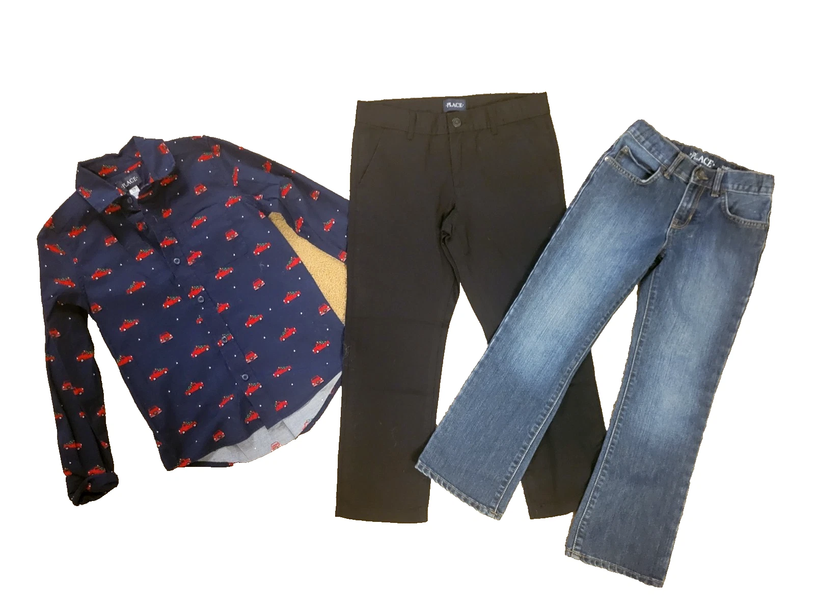 THe childrens Place Boy 3-Piece Outfit Button Down Shirt & Pants & jeans sz 7
