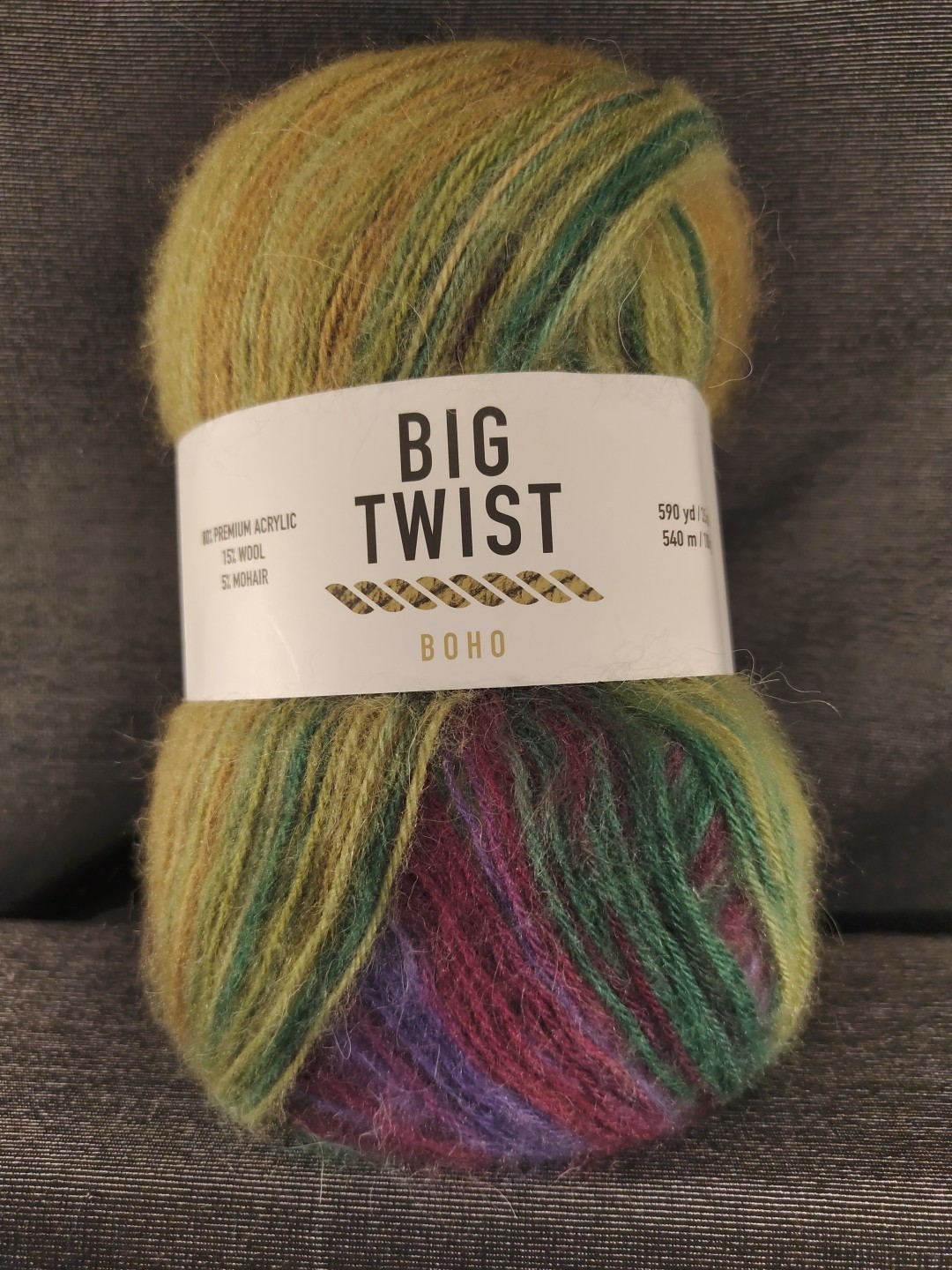 Big Twist BOHO Waterlillies Purple Green Mohair Wool Yarn 590yd Fine Plush