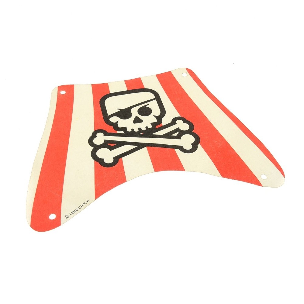 1x Lego Fabric Sail B-Ware Worn 27x22 Red White Skull sailbb34