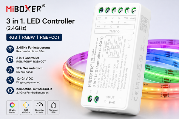 Miboxer Fut037S+ Led Smd Cob Controller 12-24V 3-In-1Controller Rgb - Rgbw -CCT-image