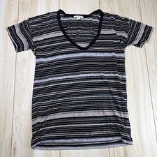 Standard James Perse Striped V-Neck T-Shirt M Made in USA Women 2
