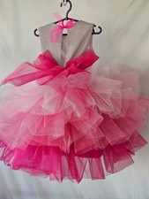 Pink Girl Party Dress Layers Puffy Kids Princess Ball Gown Luxury Birthday Dress