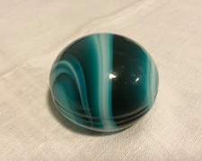 Vintage Gear Shift Knob Teal Green White Swirl Glass Marble Rat Rod