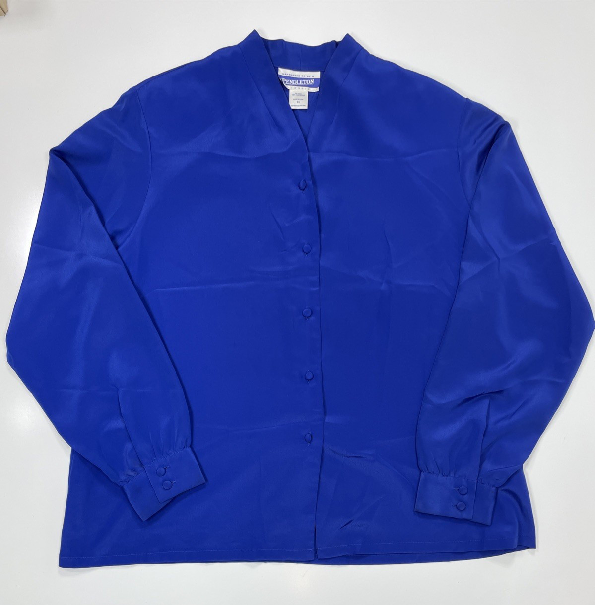 VTG Pendleton Women’s Polyester Button Down Blue … - image 1