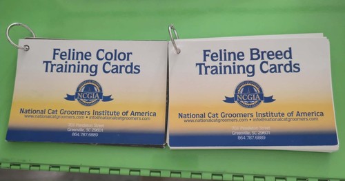 NCGIA Feline Color + Breed Training Cards Set Cat Grooming Study Guide Ring...
