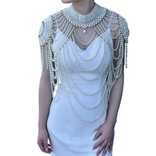 Imitation Pearls Shawl Accessory with Fringe Detail Perfect for Prom Occasion