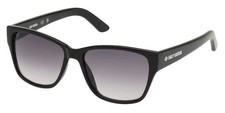 Harley-Davidson Women's Square Sunglasses, Shiny Black Frame Gradient Smoke Lens