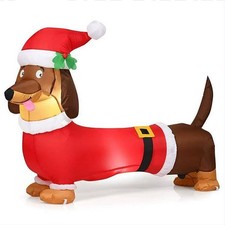 5FT Christmas Inflatable Dachshund Wiener Dog Santa Suit LED Lights Yard Decor