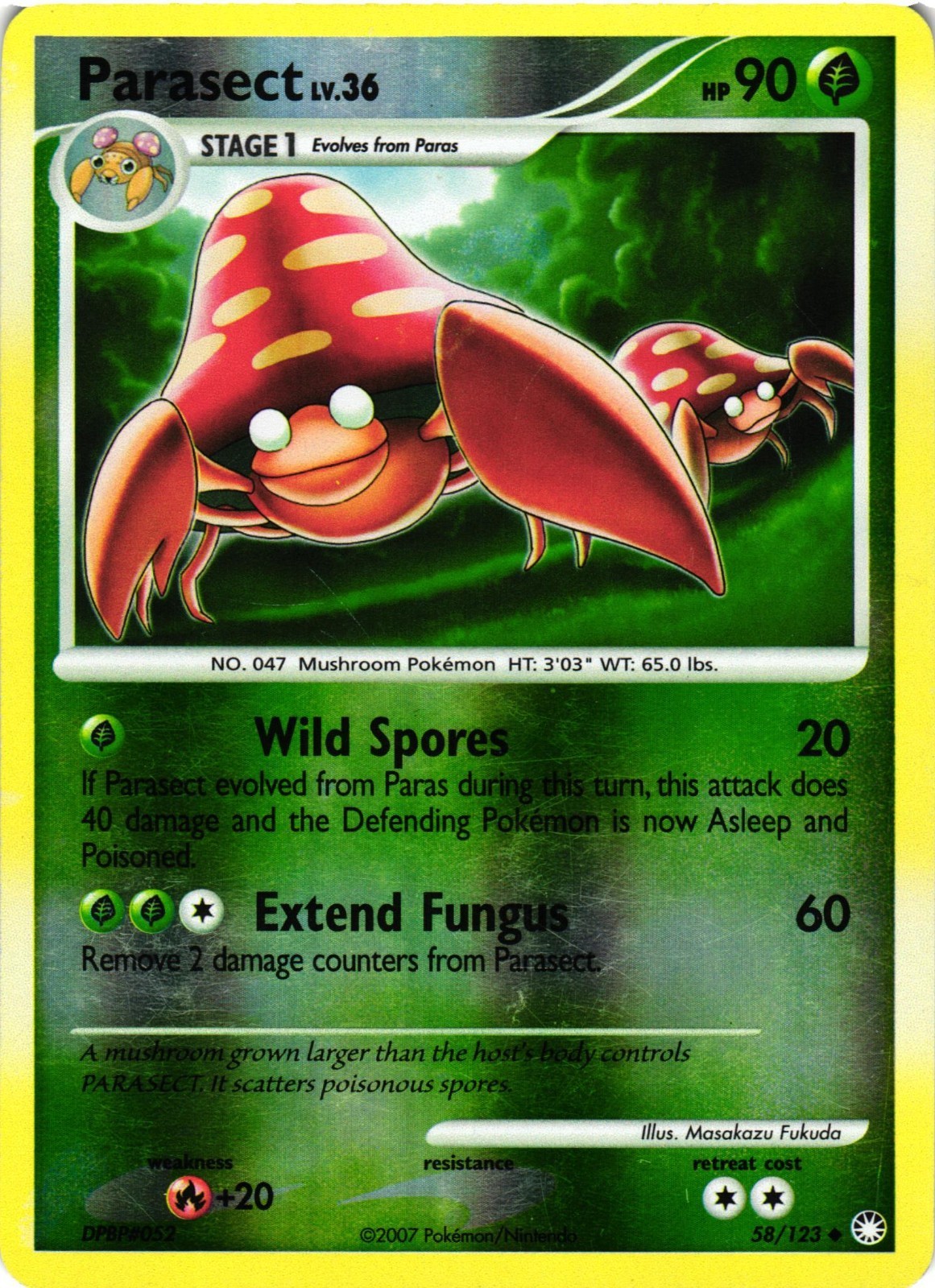 Pokemon TCG Parasect 58/123 Reverse Holo Uncommon Mysterious Treasures LP