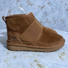 UGG Neumel II Youth Kids Size 1 Shoes Brown Suede Shear Lined Comfort Ankle Boot