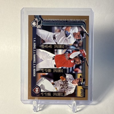 2025 Topps American League Leaders RBI #29 Gold Judge/Ramirez/Rooker /2025