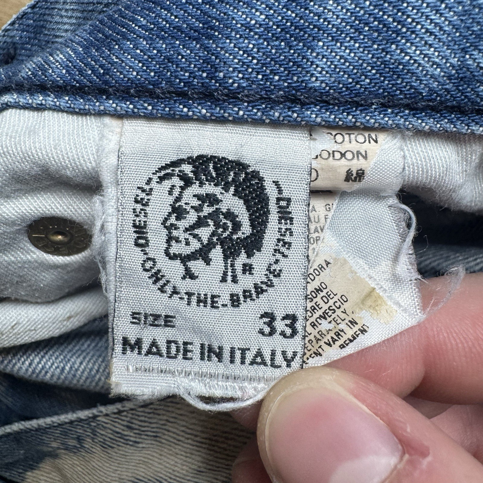 Diesel Jeans Men 33 (Fits 31x28) Blue Fanker Slim Bootcut Dirty Acid Wash Italy thumbnail 8