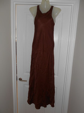 Zara Long Slinky Copper Brown Satin Sleeveless/Racer Back Dress - M/UK8-10