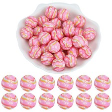 WEWAYSMILE 20 Pcs 15mm Silicone Beads Bulk Flower Printed Silicone Focal Bead...