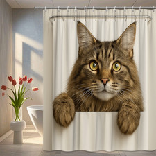 Cute Cat Shower Curtain for Animal Lovers - Fun Bathroom Decor
