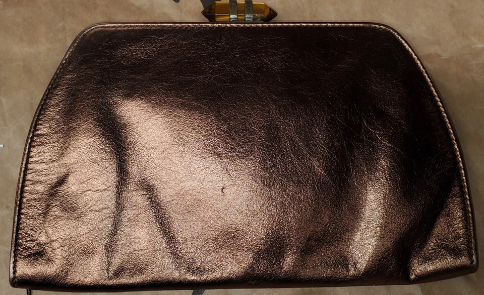 Banana Republic Gold Metallic Cow Leather Clutch Purse - Image 2 of 4