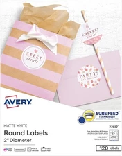 White Print-to-the-Edge Easy Peel(R) Round Labels 2in dia White 120/PK - 1EA