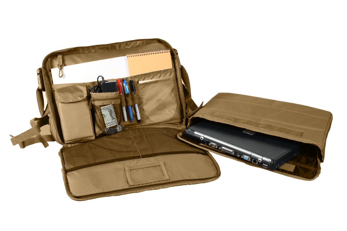 MOLLE Tactical Laptop Briefcase Removable Pouches Black, Tan