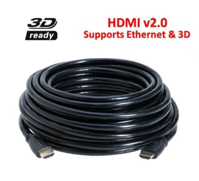 40FT HDMI 2.0 Black Cable 1080P 60Hz For Bluray 3D DVD PS5 HDTV Xbox LCD TV Cord