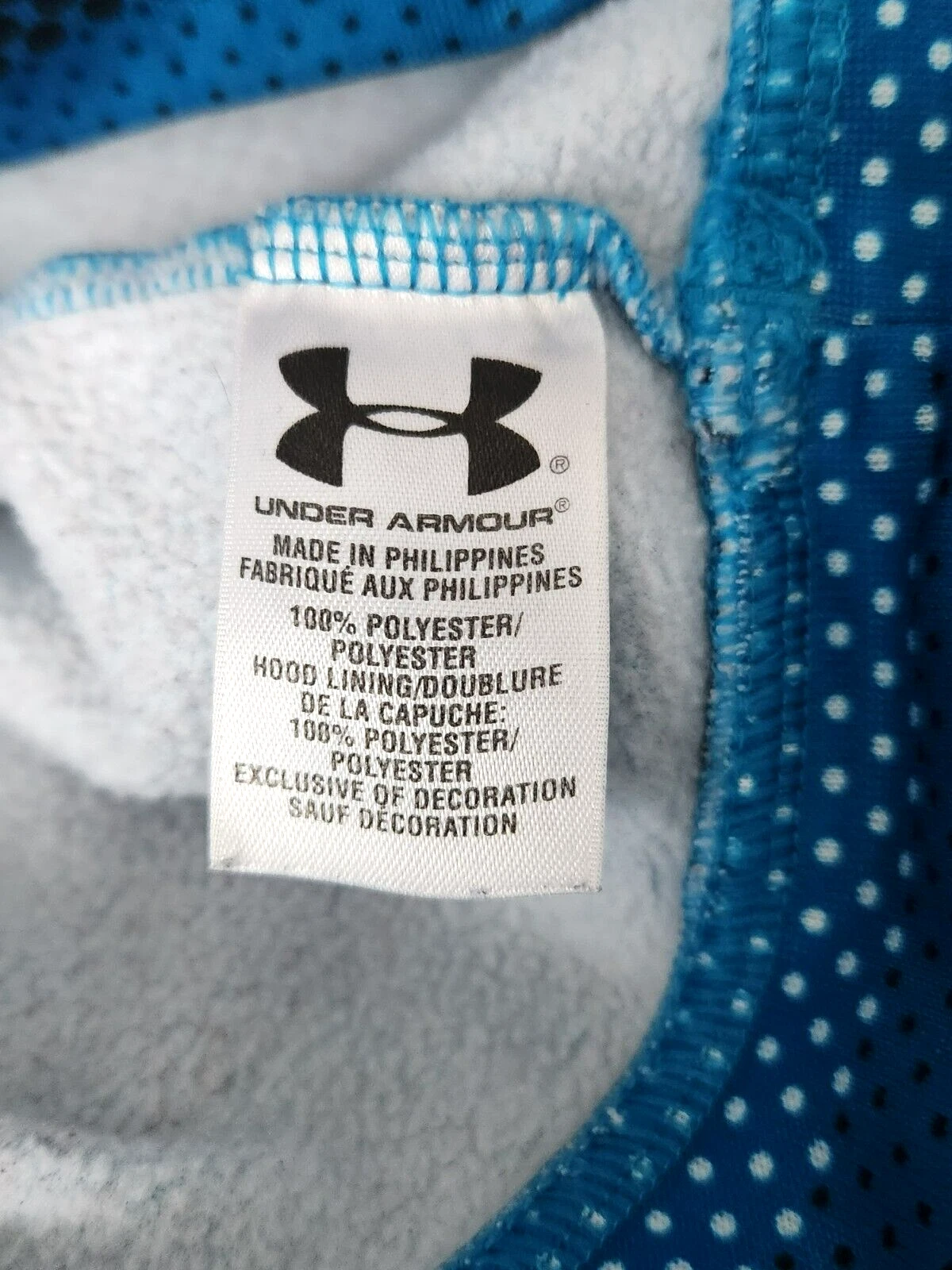 VETEMENTS Felpa con cappuccio ragazzo ragazzo ragazzo Under Armour taglia X Large vestibilità ampia pullover pile blu