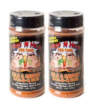 Hogs N Heat Mild and Savory BBQ Barbecue Spice Rub - 11 oz (2 PACK)