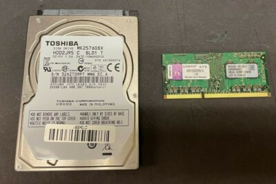 TOSHIBA MK2576GSX HDD2J05 250GB HDD & KINGSTON KVR1333D3S9/1G MEM MOD