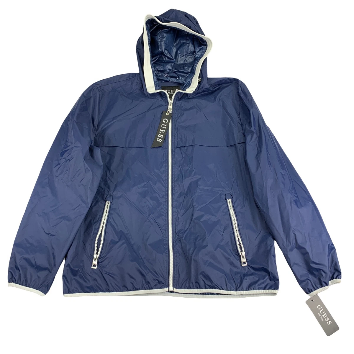 Guess hooded logo clearance windbreaker