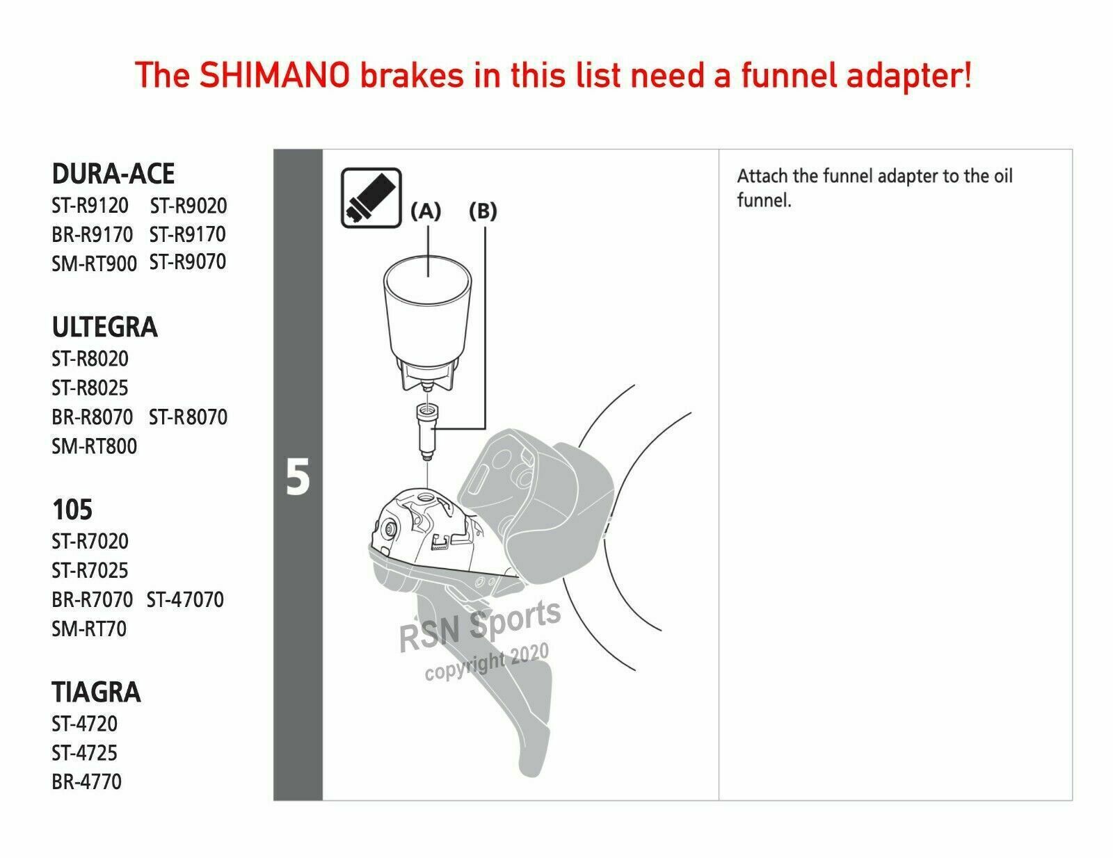 Shimano Hydraulic Brake Bleed Kit Funnel Mineral Oil Syringes Tools